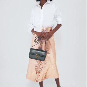 NWT Gold Metallic London Skirt, Tuckernuck X India Hicks, 12